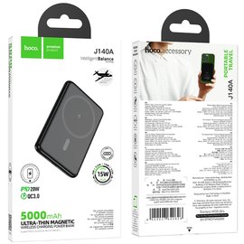 Повербанк HOCO J140A Tony PD20W ultra-thin magnetic 5000 mAh Black (6942007640626), изображение 5