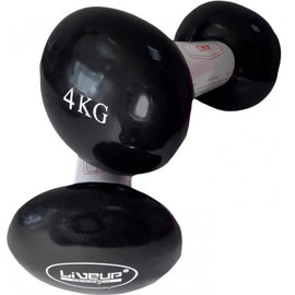 Гантелі LiveUp Vinyl Dumbbell Egg Head 2х4 кг чорний (LS2001-4), Вага: 2х4 кг