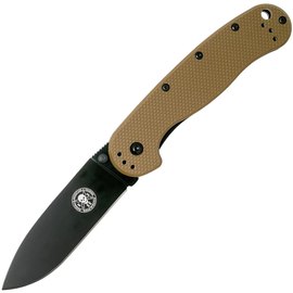 EDC нож Esee Knives Avispa Black Blade D2 Nylon Coyote brown (BRK1302CBB), Покрытие клинка: Black, Цвет : Коричневый, Марка стали: D2, Материал рукояти: Нейлон