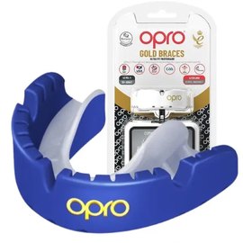 Капа для бокса OPRO Gold Braces под брекеты (возраст 11+) Dark Blue/Pearl (art.102506002)