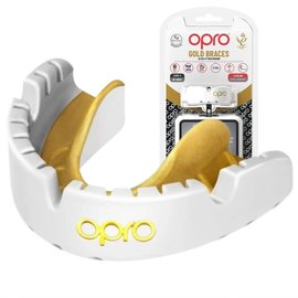 Капа для бокса OPRO Gold Braces под брекеты (возраст 11+) White/Gold (art.102506004)