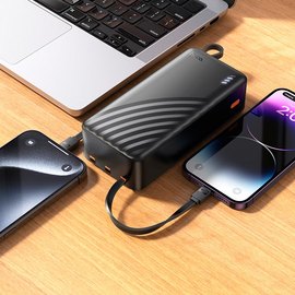 Повербанк HOCO Night tide J146B with 4 cables 30000 mAh Black (6942007645935), Ємність: 30 000 mAh, Колір: Чорний, зображення 3