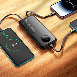 Повербанк HOCO Sabio J132 with 3 cables 10000 mAh 22.5W Black (6942007632577), Ёмкость: 10 000 mAh, Цвет : Чёрный, изображение 5