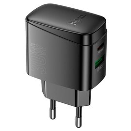 Зарядное устройство Hoco Bright charger CS61A 1USB/1Type-C, 30W/3A Black (000011129), изображение 2