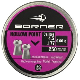 Свинцовые пули Borner "Hollow Point", для винт., 4,5 (250 шт.) 0,60 г, Количество в упаковке: 250 шт.