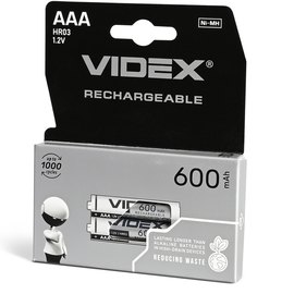 Аккумуляторная батарейка Videx Rechargeable AAA 600 mAh 1.2V 2 шт