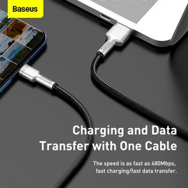 Кабель Baseus Cafule Series Metal Data Cable USB To Type-C 1m, 66W/6A черный (000010875), изображение 4