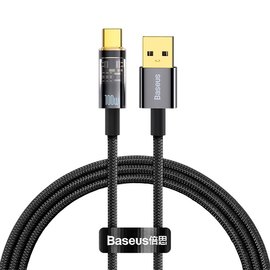 Кабель Baseus Explorer Series Auto Power-Off Fast Charging Data Cable USB To Type-C 100W/6A, 1m черный (000010873)