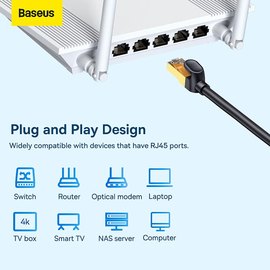 Кабель Baseus high Speed Seven types of RJ45 10gigabit network cable (round cable) 8m черный (000009741), изображение 4