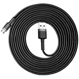 Кабель Baseus Micro USB Cafule 3m, 2A черный/серый (CAMKLF-HG1), изображение 2