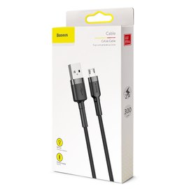 Кабель Baseus Micro USB Cafule 3m, 2A черный/серый (CAMKLF-HG1), изображение 3