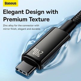 Кабель Baseus Tungsten Gold Fast Charging Data Cable Type-C to Type-C 240W, PD3.1, 1m черный (000010874), изображение 4