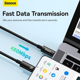 Кабель Baseus Tungsten Gold Fast Charging Data Cable Type-C to Type-C 240W, PD3.1, 1m черный (000010874), изображение 5