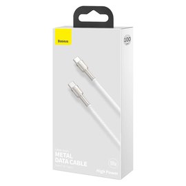 Кабель Baseus Type-C to Type-C Cafule Series Metal Data Cable 1m, 5A, 100W, PD белый (CATJK-C02), изображение 4