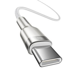 Кабель Baseus Type-C to Type-C Cafule Series Metal Data Cable 1m, 5A, 100W, PD белый (CATJK-C02), изображение 2