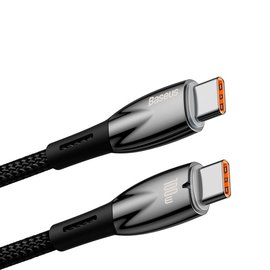 Кабель Baseus Type-C to Type-C Glimmer Series Fast Charging Data Cable 2m, 100W черный (000009720), изображение 2