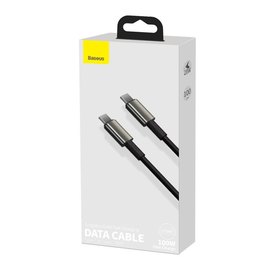 Кабель Baseus Type-C to Type-C Tungsten Gold Fast Charging 1m, 100W, 5A черный (CATWJ-01), изображение 4
