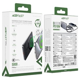 Повербанк AceFast M8 5000 mAh Ultra-thing Magnetic PD18W Black, изображение 6