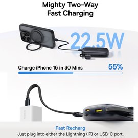 Повербанк Baseus EnerFill FC21 Qpow 3 Ultra 20000 mAh 22.5W Black (E0027M00), изображение 5