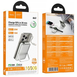 Повербанк HOCO Clever Q43 10000 mAh PD20W Metallic, Колір: Сріблястий, зображення 5