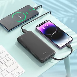 Повербанк HOCO Speed energy power bank with cable J118 10000 mAh Black, изображение 3
