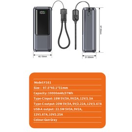 Повербанк WUW Y161 10000 mAh PD18W+22.5W Grey, изображение 4