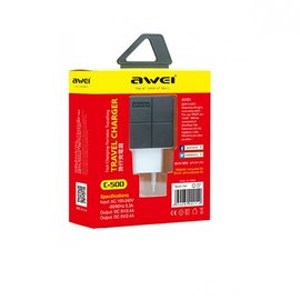 Зарядное устройство AWEI C-500 2USB, 2.4A черный (000001583), изображение 2