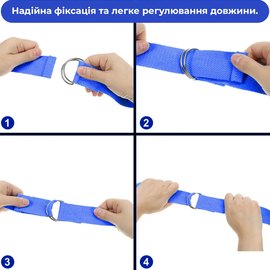 Ремень для йоги PowerPlay 4409 183х3.8 см Синий (PP_4409_Blue), Цвет : Синий, изображение 4