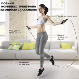 Скакалка скоростная PowerPlay 4212 X Rope с утяжелителями 3 м Черный/Темно-синий (PP_4212_Navy), Цвет: Чёрный/Тёмно-синий, изображение 3