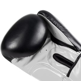 Боксерські рукавички PowerPlay 3004 Classic Чорний/Білий 12 ун (PP_3004_12oz_Bl/White), Вага: 12 унцій, Колір: Чорний/Білий, зображення 4