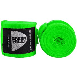 Бинты боксерские Green Hill Polyester 4,5 м зеленые (ВР-6232d), Цвет: Зелёный, Длина бинта: 4.5 м