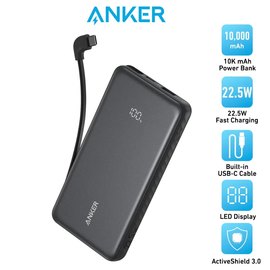 Повербанк Anker 10000 mAh 22.5W Built-In USB-C Cable Black (A110DH11), зображення 4