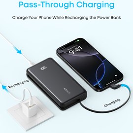 Повербанк Anker 20000 mAh 22.5W Built-In USB-C Cable Black (A110EH11), зображення 4