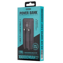 Повербанк Remax RPP-37 10000 mAh 20W+22.5W (with cable Type-C+Lightning) Black, изображение 4
