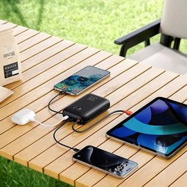 Повербанк VEGER Built-In 2 cables Ultra Mini 30000 mAh Black (VG-W3018), зображення 5