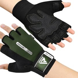Перчатки для зала RDX W1 Half Army Green L (WGA-W1HA-L), Размер: L, Цвет: Чёрный/Зелёный, изображение 6