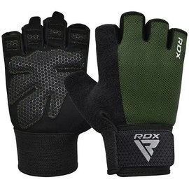 Перчатки для зала RDX W1 Half Army Green Plus S (WGA-W1HA-S+), Размер: S, Цвет: Чёрный/Зелёный