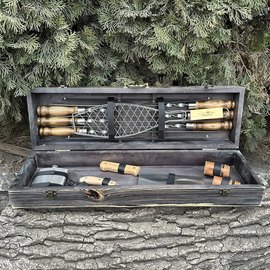 Подарочный набор шампуров Mzavod Мастер BBQ темная текстура (PN-BBQ-TDK), Цвет: Тёмно-коричневый, изображение 2