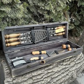 Подарочный набор шампуров Mzavod Мастер BBQ темная текстура (PN-BBQ-TDK), Цвет: Тёмно-коричневый, изображение 3