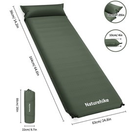 Самонадувающийся коврик Naturehike CNK2450WS020 100 мм темно-зеленый (6927595712733), изображение 3