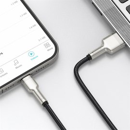 Кабель Baseus Lightning Cafule Series Metal Data Cable 1m, 2.4A Black (CALJK-A05), изображение 2