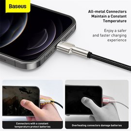 Кабель Baseus Lightning Cafule Series Metal Data Cable 1m, 2.4A Black (CALJK-A05), изображение 4