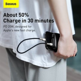 Кабель Baseus Type-C to Lightning Cafule Series Metal Data Cable 0.25m, 20W, PD Black (CATLJK-01), изображение 4