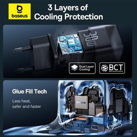 Зарядное устройство Baseus Gan5 Fast Charger 1Type-C, 30W/3A, PD/QC Black (P10162504113-00), изображение 5