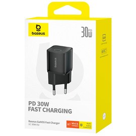 Зарядное устройство Baseus Gan5 Fast Charger 1Type-C, 30W/3A, PD/QC Black (P10162504113-00), изображение 6