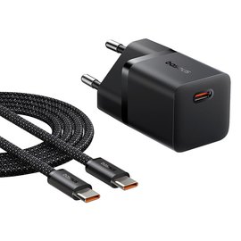 Зарядное устройство Baseus GaN5 Fast Charger mini 1Type-C, 25W/3A, PD/QC (With C to C 100W 1m cable) Black (P10110909113-01)