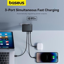 Зарядное устройство Baseus GaN5 Pro Digital Fast Charger 2C+U, 160W/3A, PD3.1/QC (With C to C 240W cable) Black (P10110825113-00), изображение 5