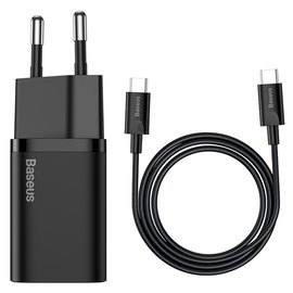 Зарядное устройство Baseus Type-C to Type-C Cable Super si Quick Charger 1Type-C, 3A/25W, PD/QC Black (TZCCSUP-L02)