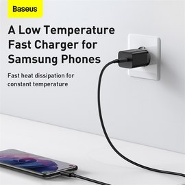 Зарядное устройство Baseus Type-C to Type-C Cable Super si Quick Charger 1Type-C, 3A/25W, PD/QC Black (TZCCSUP-L02), изображение 4