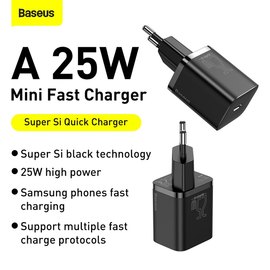 Зарядное устройство Baseus Type-C to Type-C Cable Super si Quick Charger 1Type-C, 3A/25W, PD/QC Black (TZCCSUP-L02), изображение 5